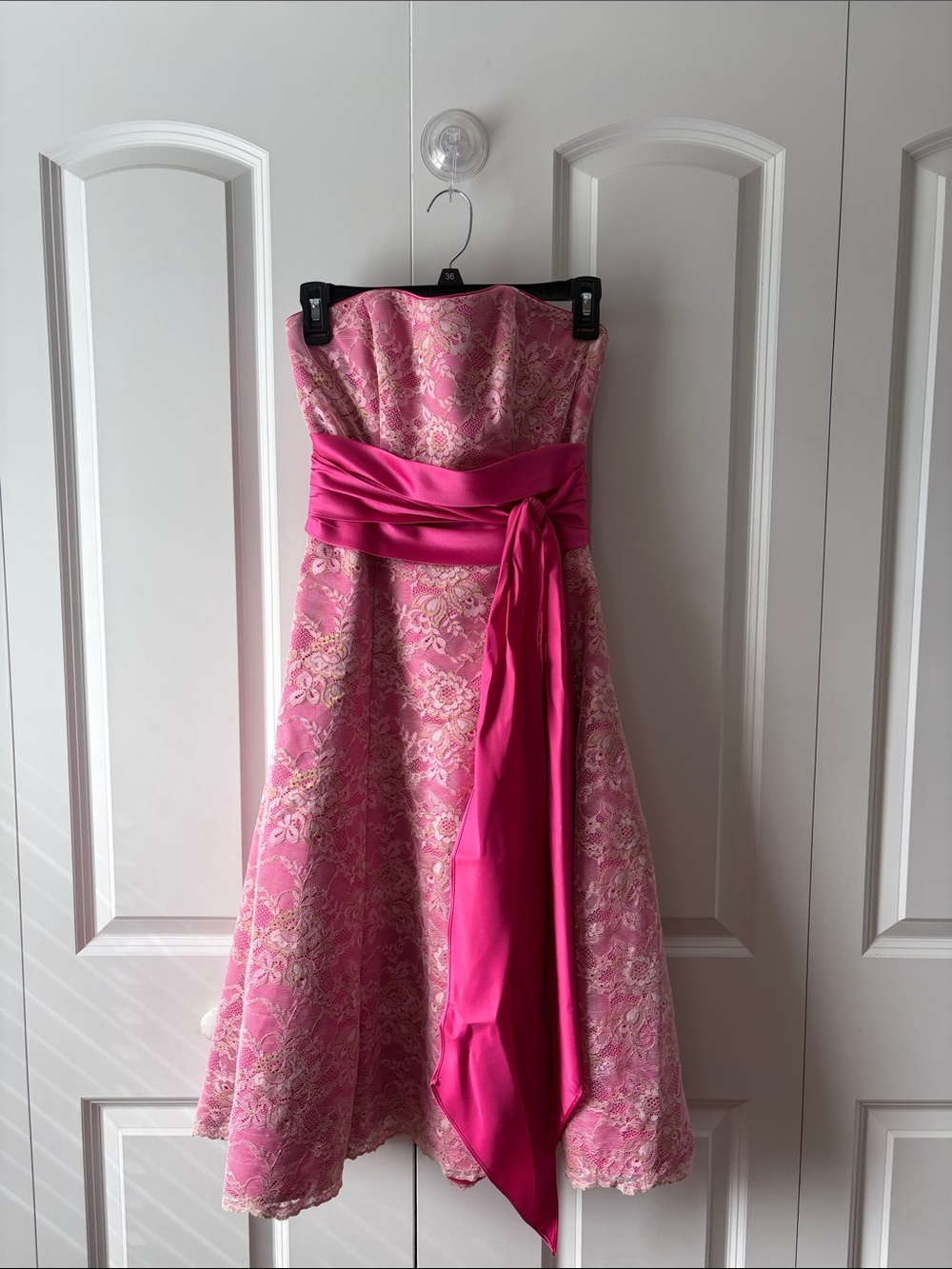 Raylia Designs Pink Lace Strapless Party Dress with Sash Size 6 New with Tags